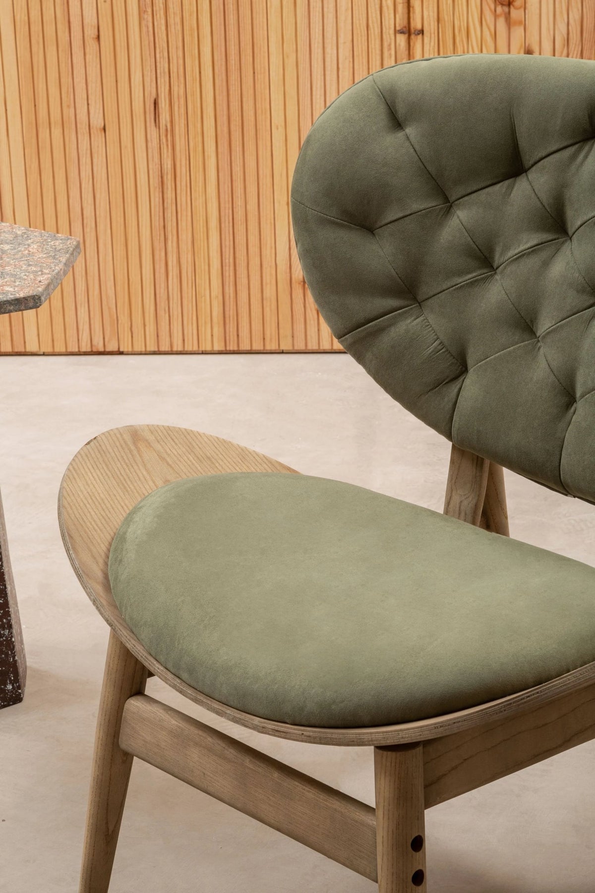 Ashbourne Green Velvet Chair with Grey Elm Wood Frame