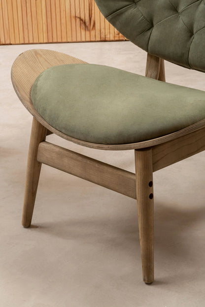 Ashbourne Green Velvet Chair with Grey Elm Wood Frame