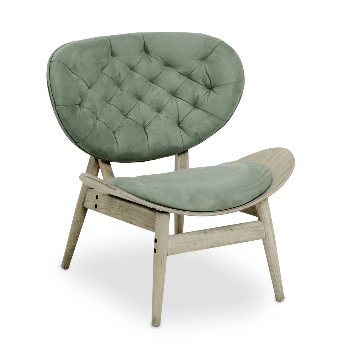 Ashbourne Green Velvet Chair with Grey Elm Wood Frame