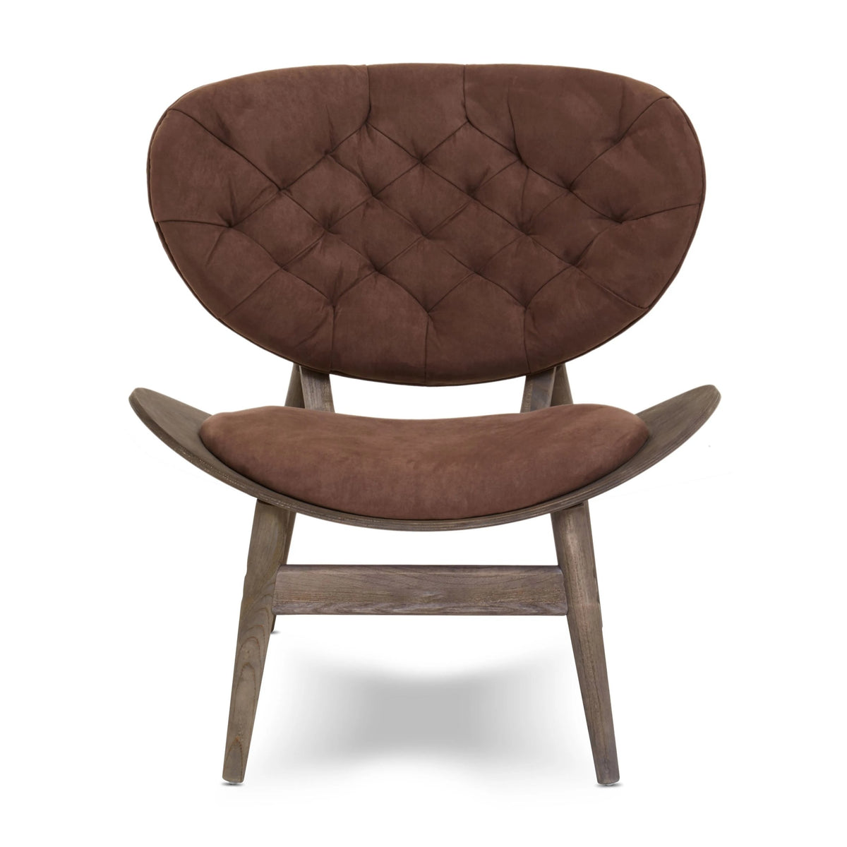 Ashbourne Brown Velvet Chair with Dark Elm Wood Frame