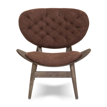 Ashbourne Brown Velvet Chair with Dark Elm Wood Frame