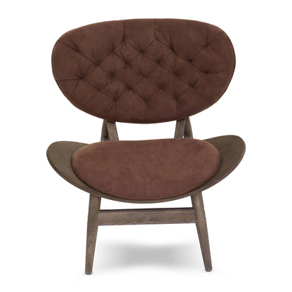Ashbourne Brown Velvet Chair with Dark Elm Wood Frame