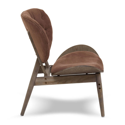 Ashbourne Brown Velvet Chair with Dark Elm Wood Frame