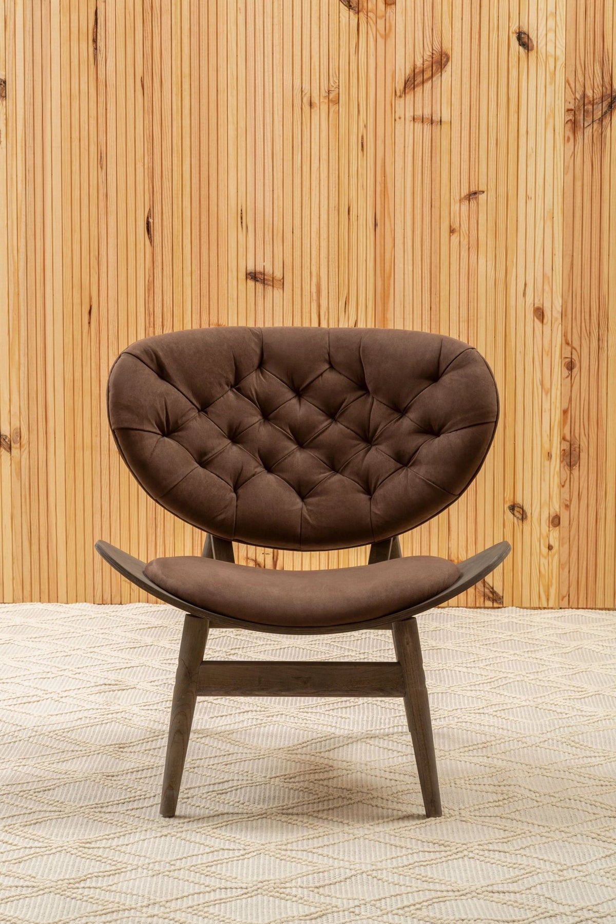 Ashbourne Brown Velvet Chair with Dark Elm Wood Frame
