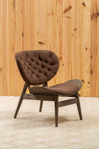 Ashbourne Brown Velvet Chair with Dark Elm Wood Frame