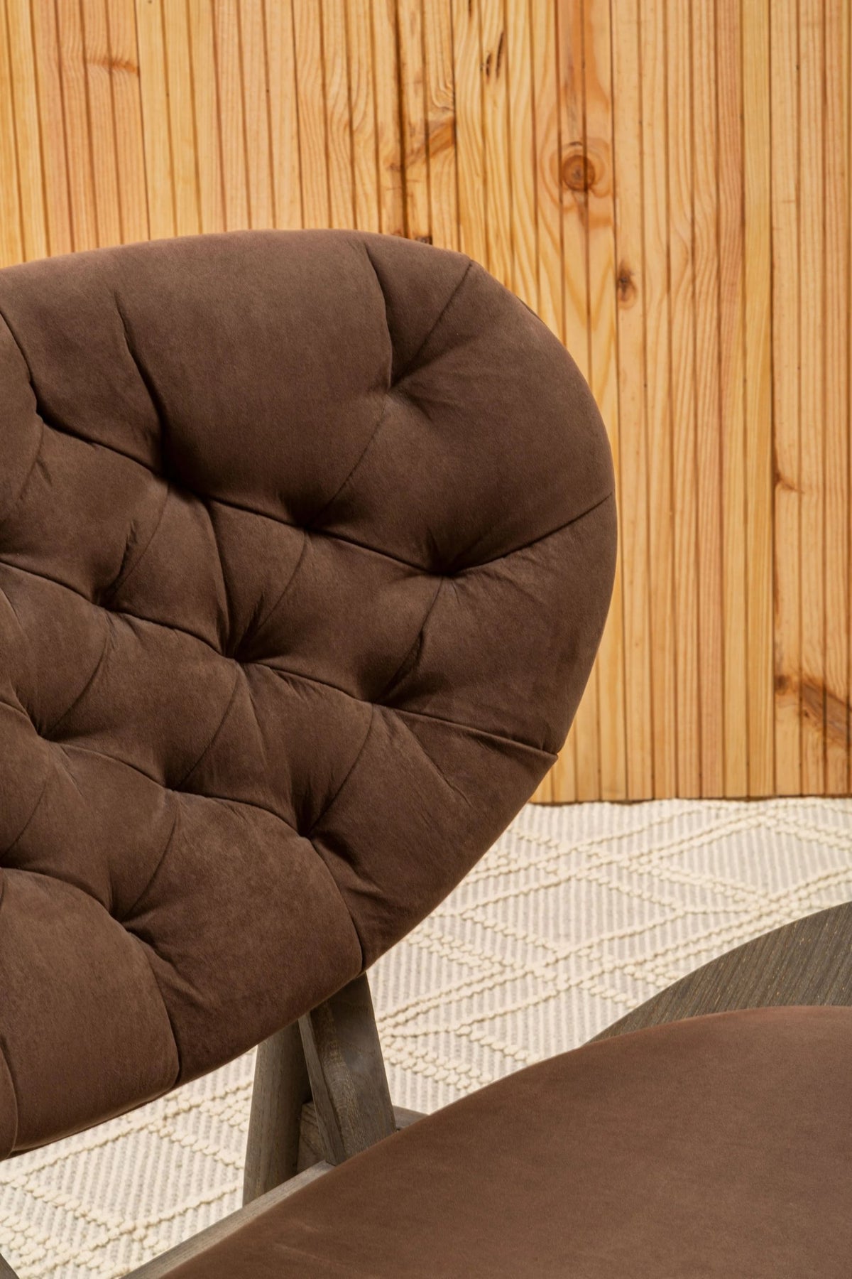 Ashbourne Brown Velvet Chair with Dark Elm Wood Frame