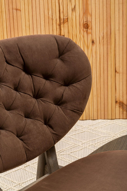 Ashbourne Brown Velvet Chair with Dark Elm Wood Frame