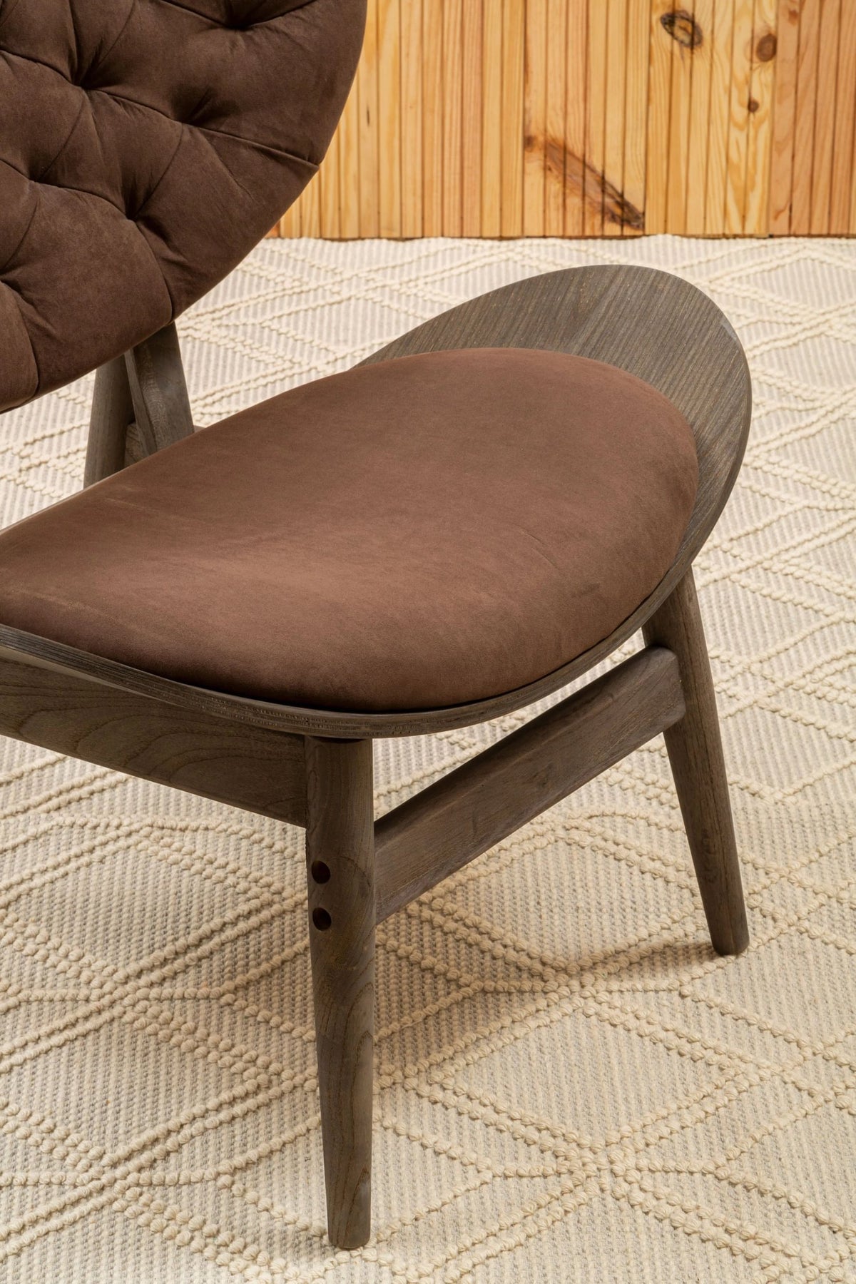 Ashbourne Brown Velvet Chair with Dark Elm Wood Frame