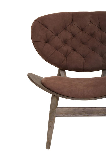 Ashbourne Brown Velvet Chair with Dark Elm Wood Frame