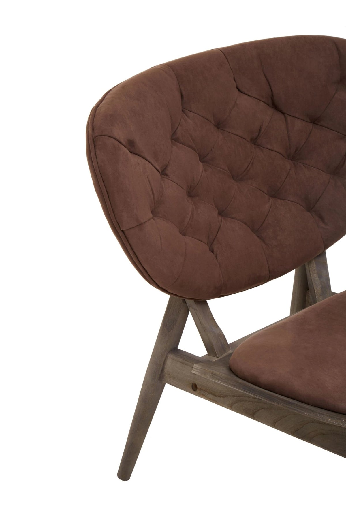 Ashbourne Brown Velvet Chair with Dark Elm Wood Frame