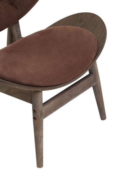Ashbourne Brown Velvet Chair with Dark Elm Wood Frame