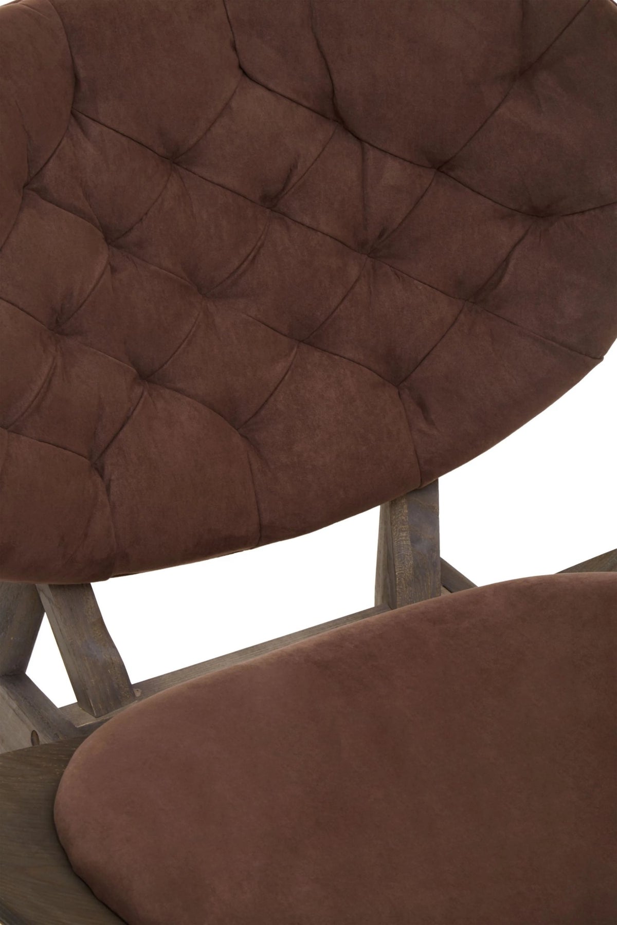 Ashbourne Brown Velvet Chair with Dark Elm Wood Frame