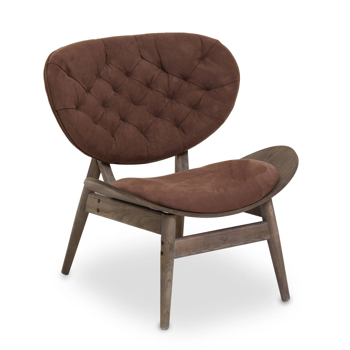 Ashbourne Brown Velvet Chair with Dark Elm Wood Frame