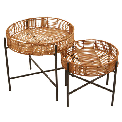 Petra Set Of 2 Natural Rattan Side Tables