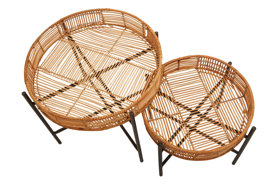 Petra Set Of 2 Natural Rattan Side Tables