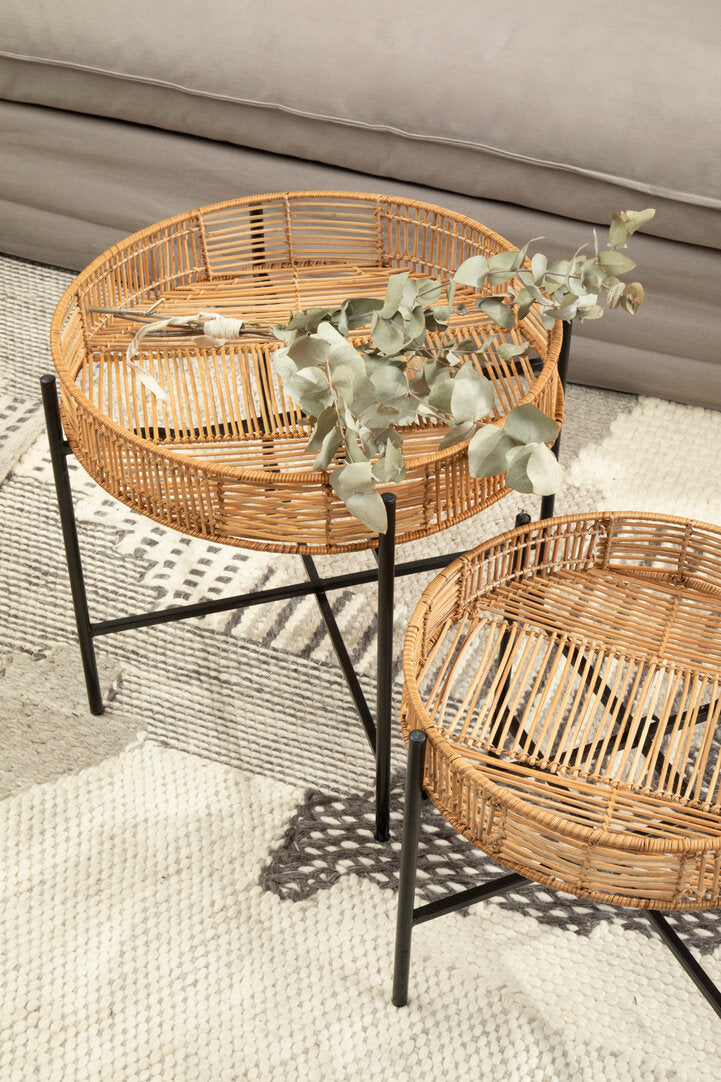 Petra Set Of 2 Natural Rattan Side Tables