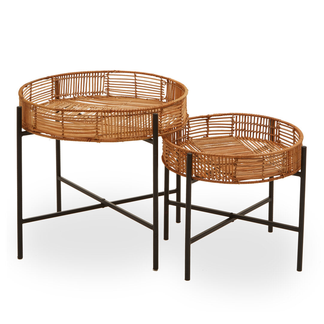Petra Set Of 2 Natural Rattan Side Tables