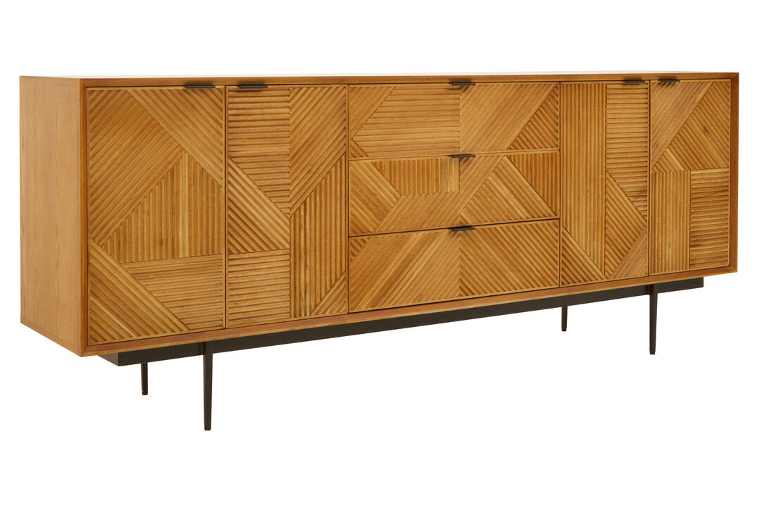 Tulum Natural Finish Sideboard with 4 Doors and 3 Drawers