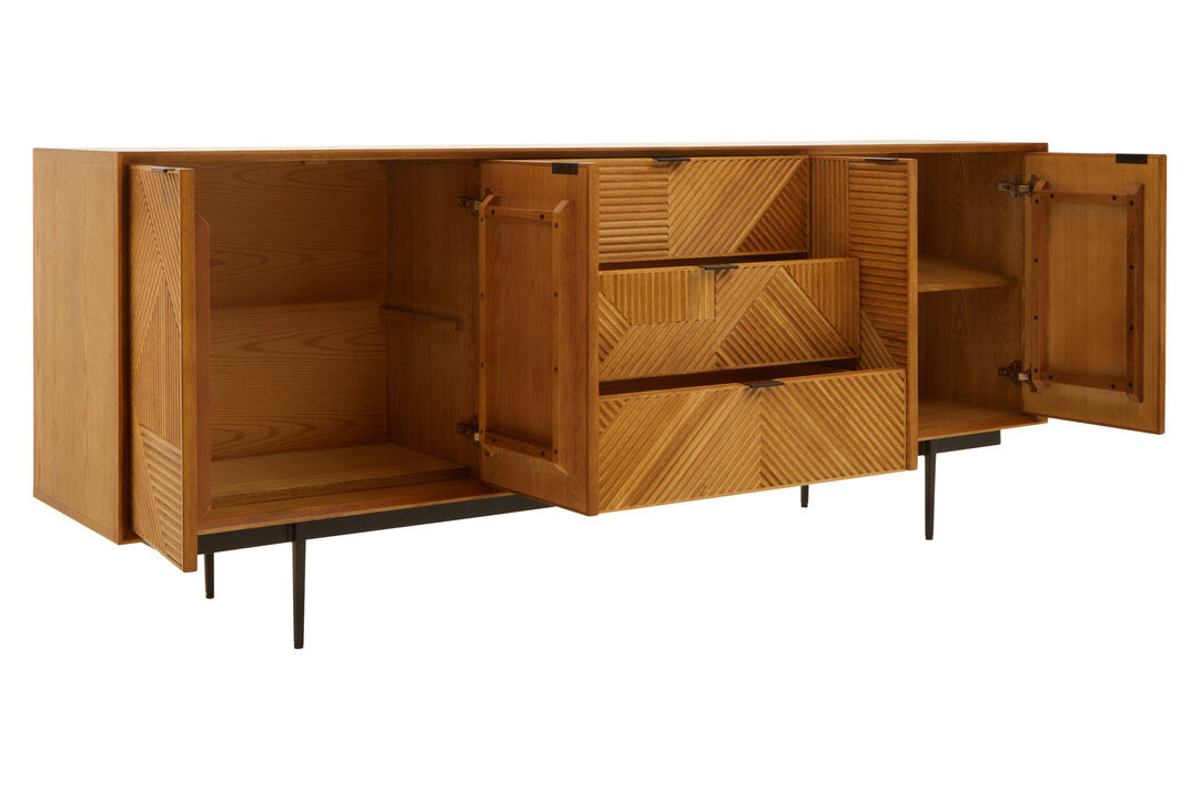 Tulum Natural Finish Sideboard with 4 Doors and 3 Drawers