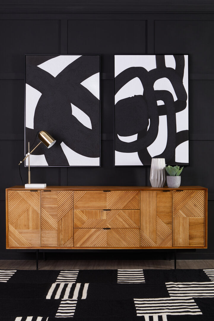 Tulum Natural Finish Sideboard with 4 Doors and 3 Drawers
