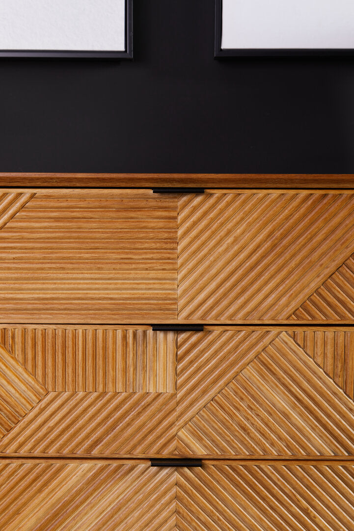 Tulum Natural Finish Sideboard with 4 Doors and 3 Drawers