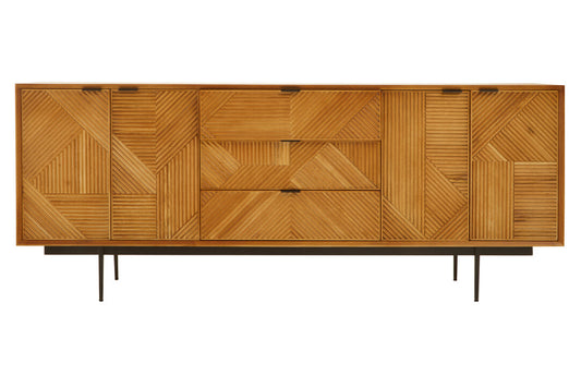 Tulum Natural Finish Sideboard with 4 Doors and 3 Drawers