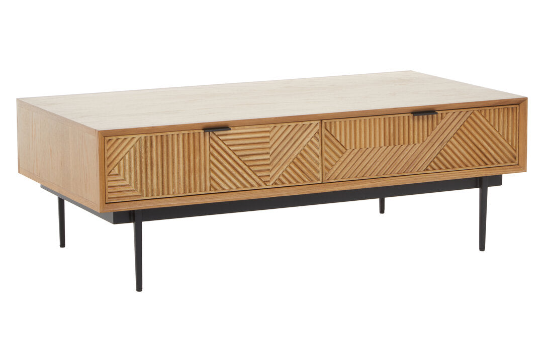 Tulum Natural Finish Coffee Table with Drawers