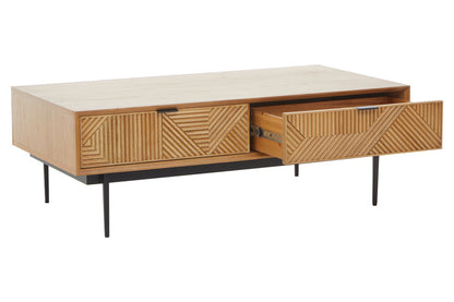 Tulum Natural Finish Coffee Table with Drawers