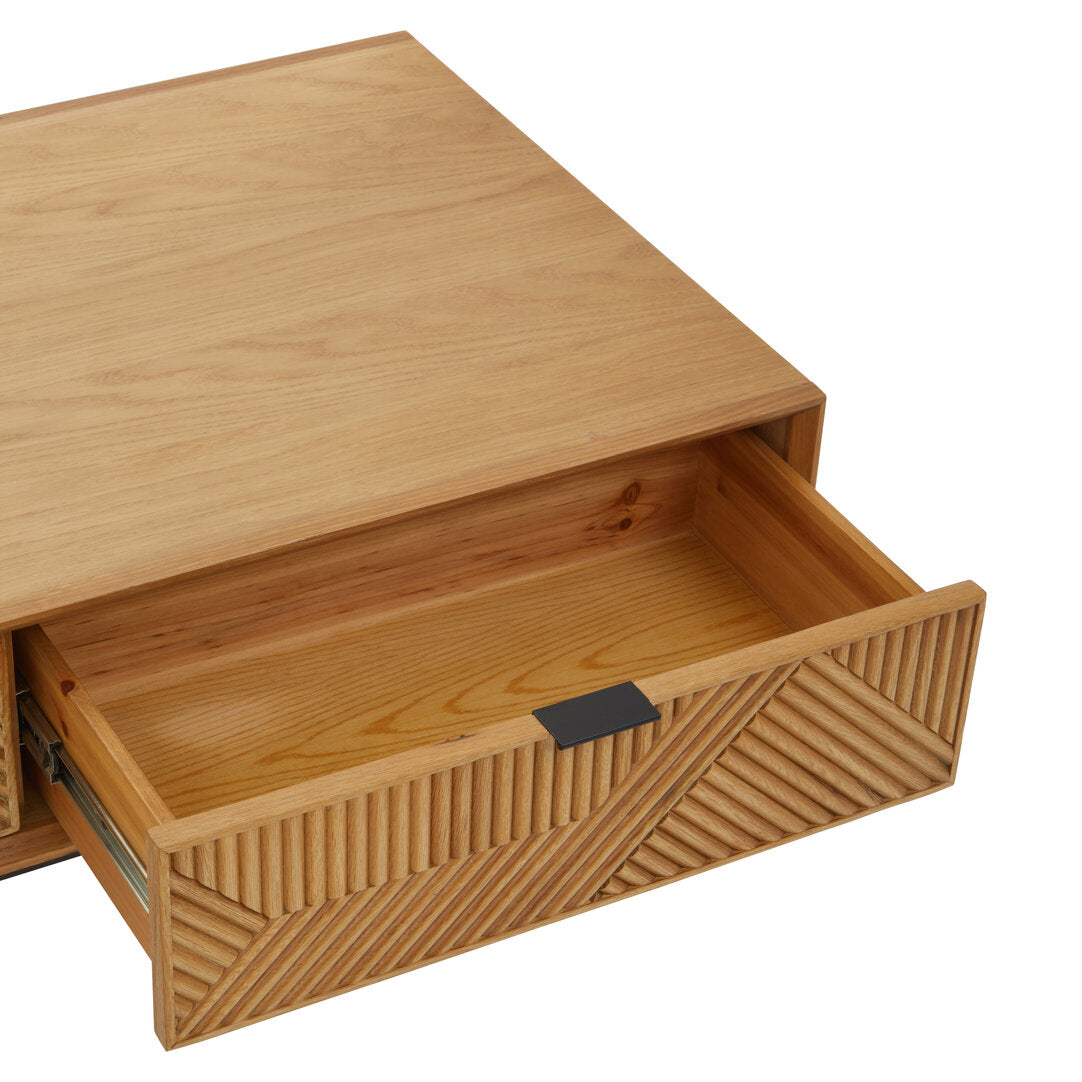 Tulum Natural Finish Coffee Table with Drawers