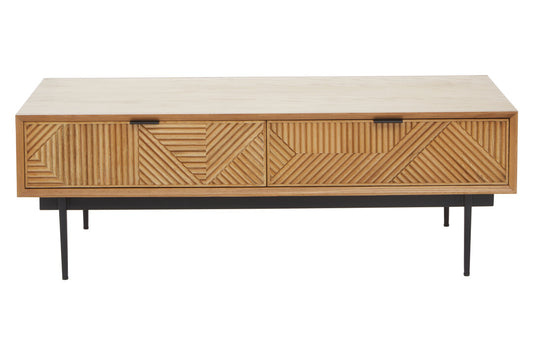 Tulum Natural Finish Coffee Table with Drawers