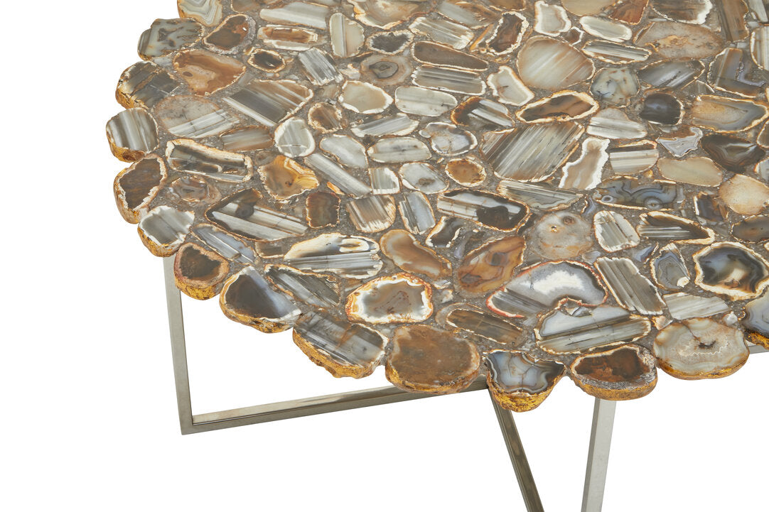 Spring Agate Coffee Table With Cross Base