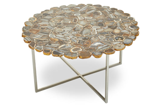 Spring Agate Coffee Table With Cross Base