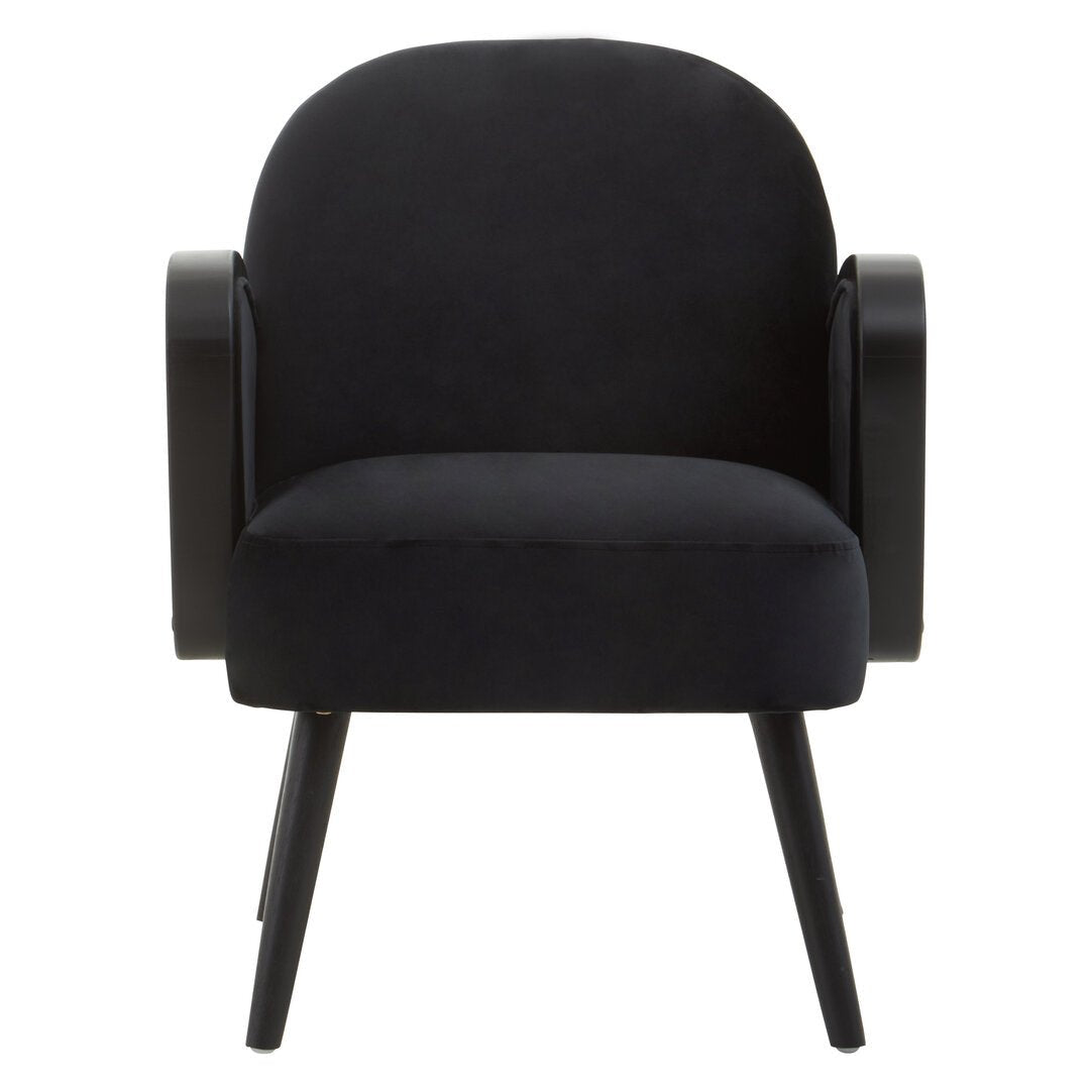 Pacific Black Velvet and Rattan Armchair