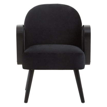 Pacific Black Velvet and Rattan Armchair