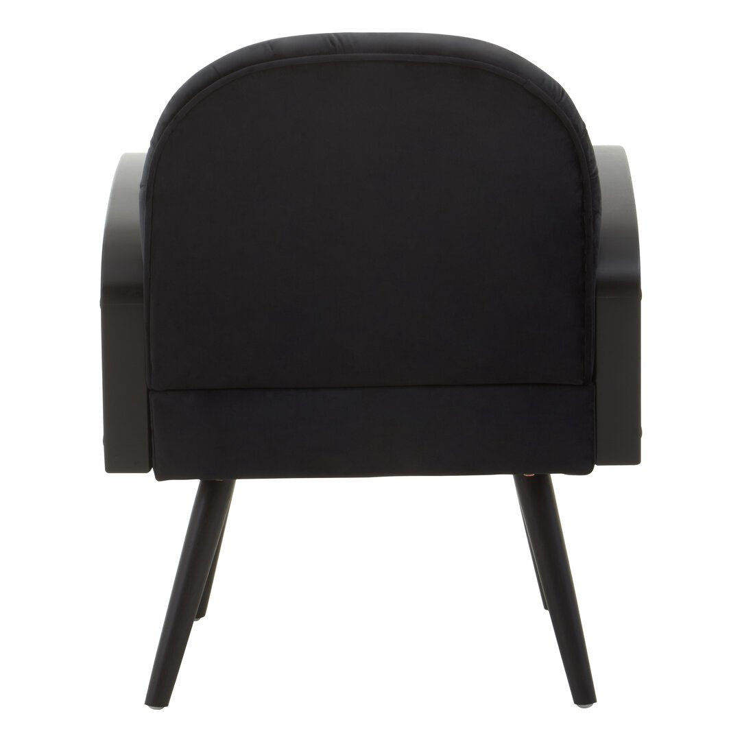 Pacific Black Velvet and Rattan Armchair