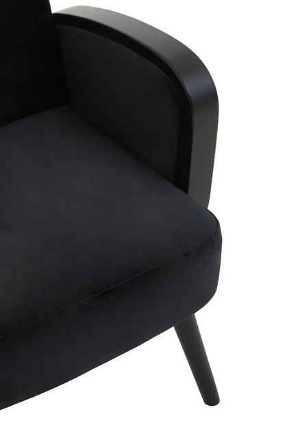 Pacific Black Velvet and Rattan Armchair