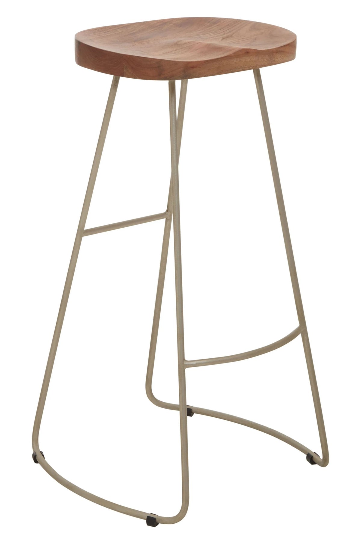 Nairn Acacia Wood and Antique Silver Bar Stool