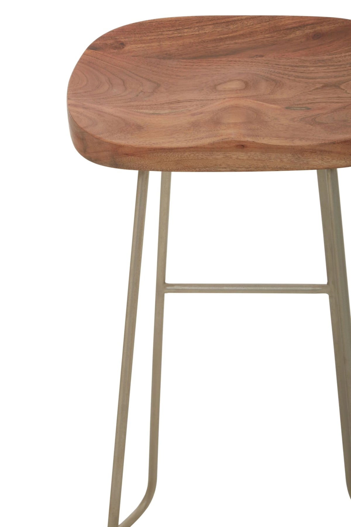 Nairn Acacia Wood and Antique Silver Bar Stool