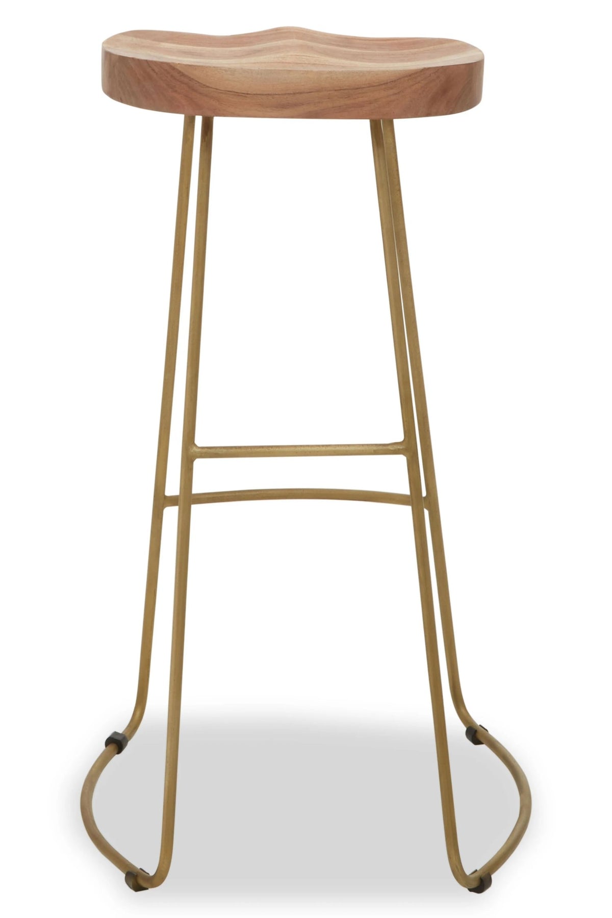 Nairn Acacia Wood and Antique Brass Bar Stool
