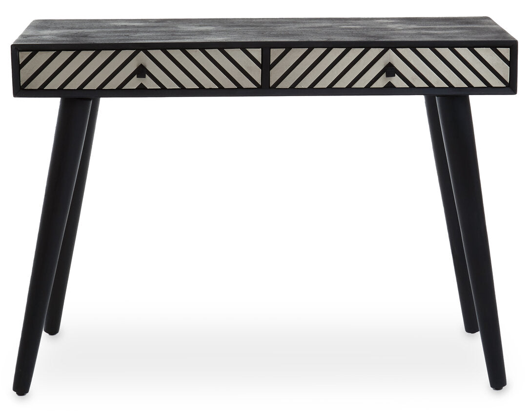 Indie Black and White Two Drawer Console Table