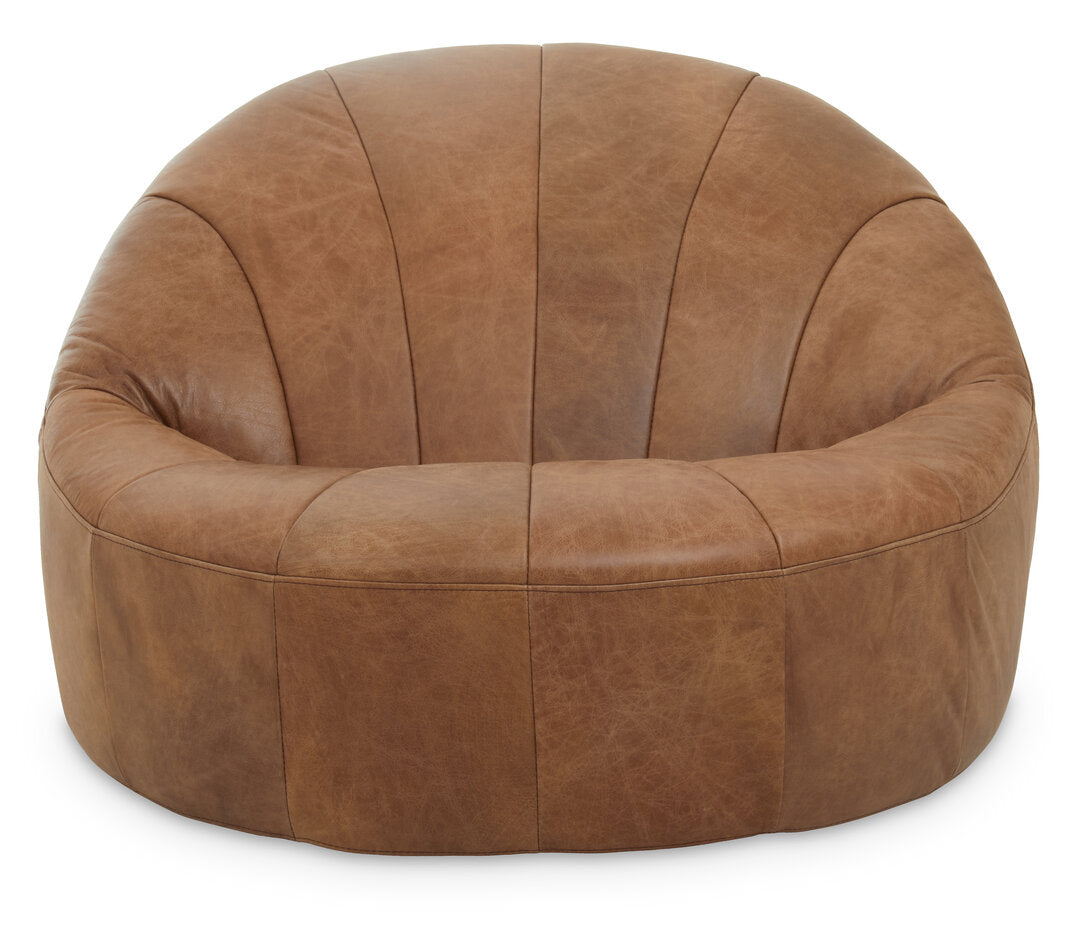 Loft Light Brown Leather Curved Chair