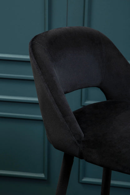 Waverley Black Velvet Bar Chair with Silver Finish Footrest