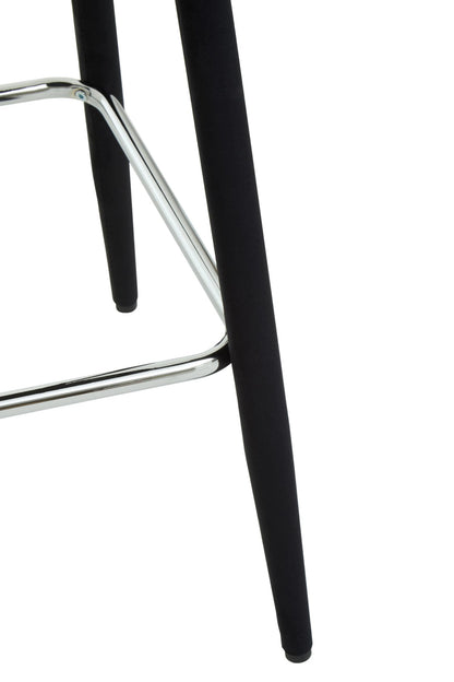 Waverley Black Velvet Bar Chair with Silver Finish Footrest