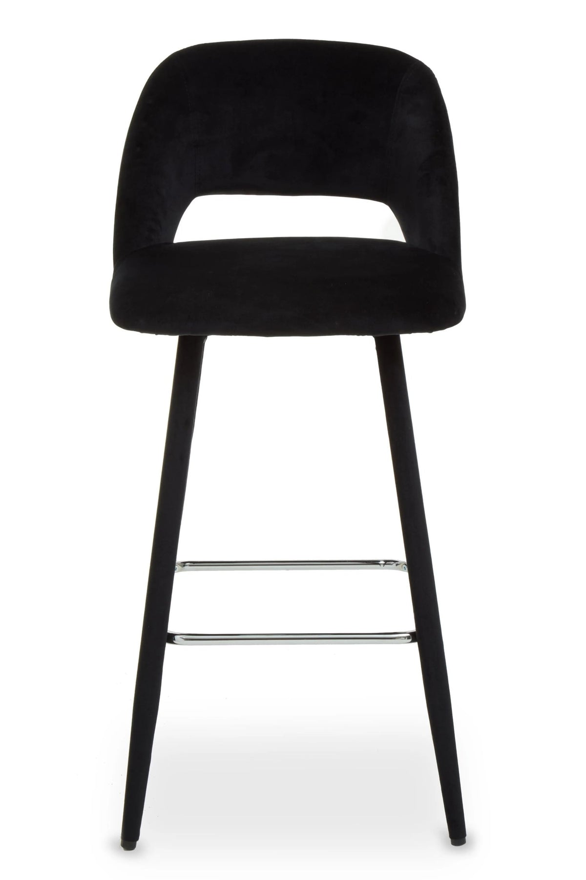 Waverley Black Velvet Bar Chair with Silver Finish Footrest