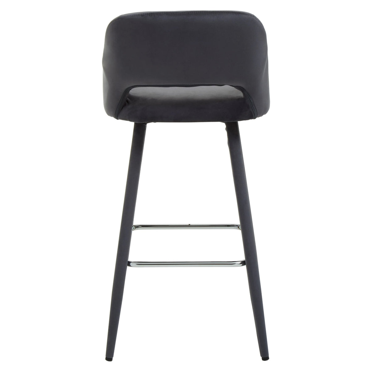 Waverley Grey Velvet Bar Chair with Silver Finish Footrest