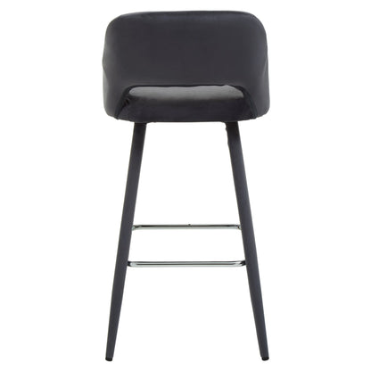 Waverley Grey Velvet Bar Chair with Silver Finish Footrest