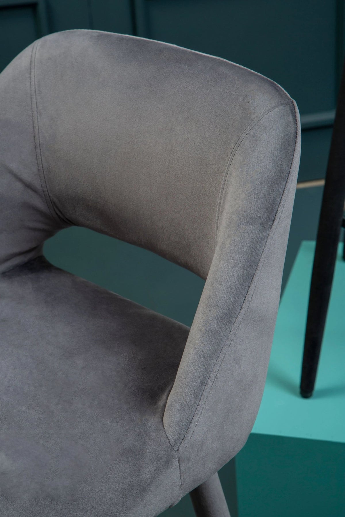 Waverley Grey Velvet Bar Chair with Silver Finish Footrest