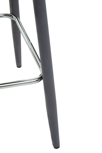 Waverley Grey Velvet Bar Chair with Silver Finish Footrest
