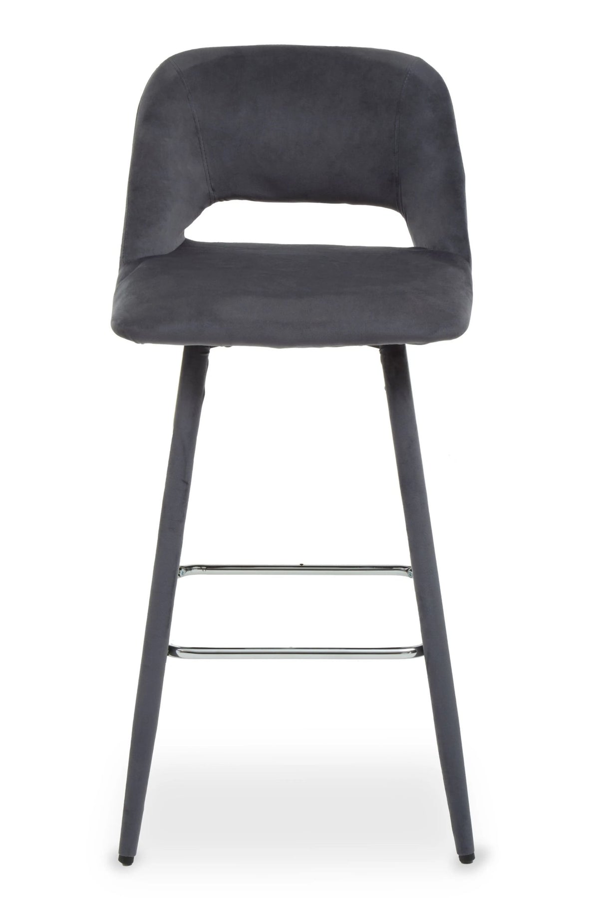 Waverley Grey Velvet Bar Chair with Silver Finish Footrest