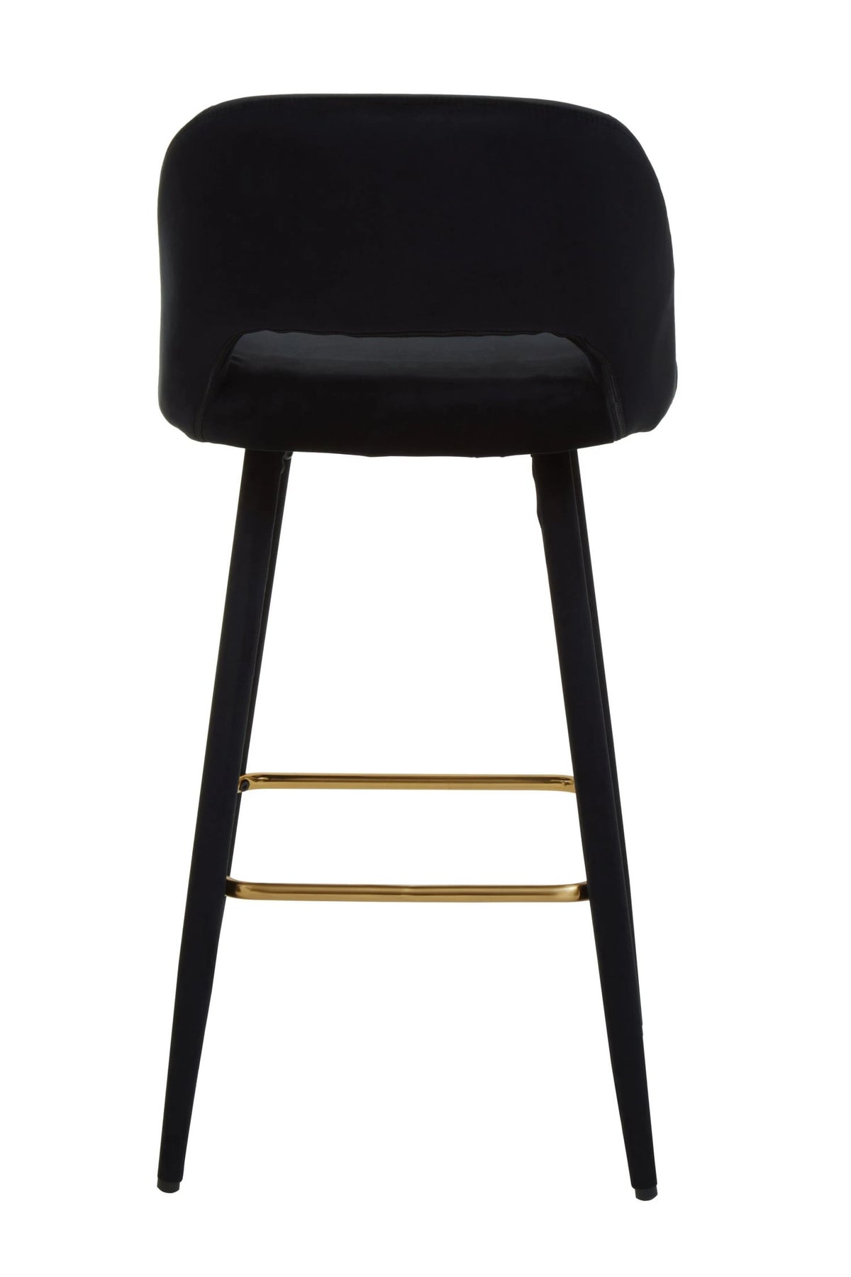 Waverley Black Velvet Bar Chair with Gold Finish Footrest